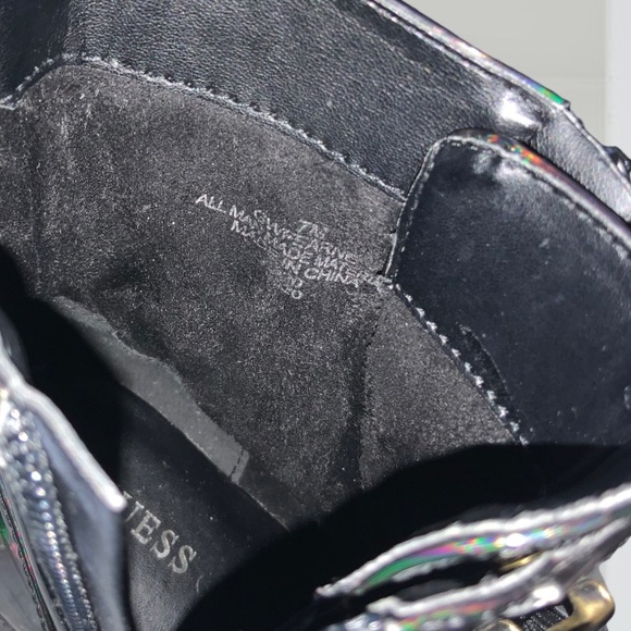 Guess Iridescent Platform Zip Up Boots Size 7M - Picture 8 of 11